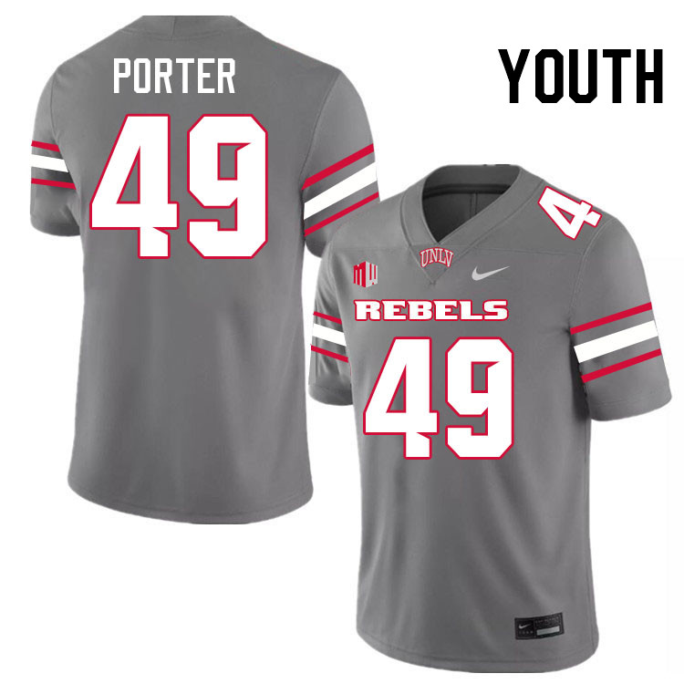 Youth #49 Andre Porter UNLV Rebels College Football Jerseys Stitched-Grey